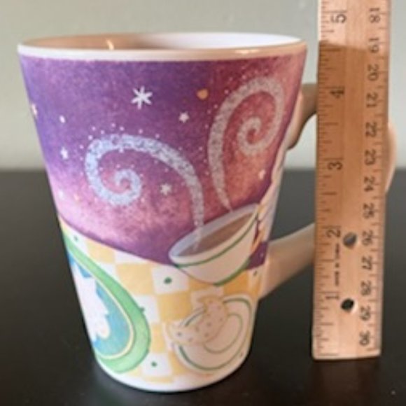 Tall Cozy Mug ~ Steaming Kettle, Cup & Cookies Scene ~ Starry Purple Background - Picture 5 of 7